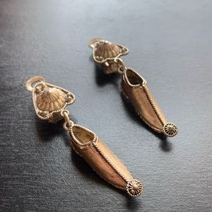 Vintage 900 Silver Elf Shoe Clip On Earrings